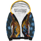 Aboriginal Dot Painting Koala Bear Personalised Sherpa Hoodie Aussie Eucalyptus Caesia Flowers