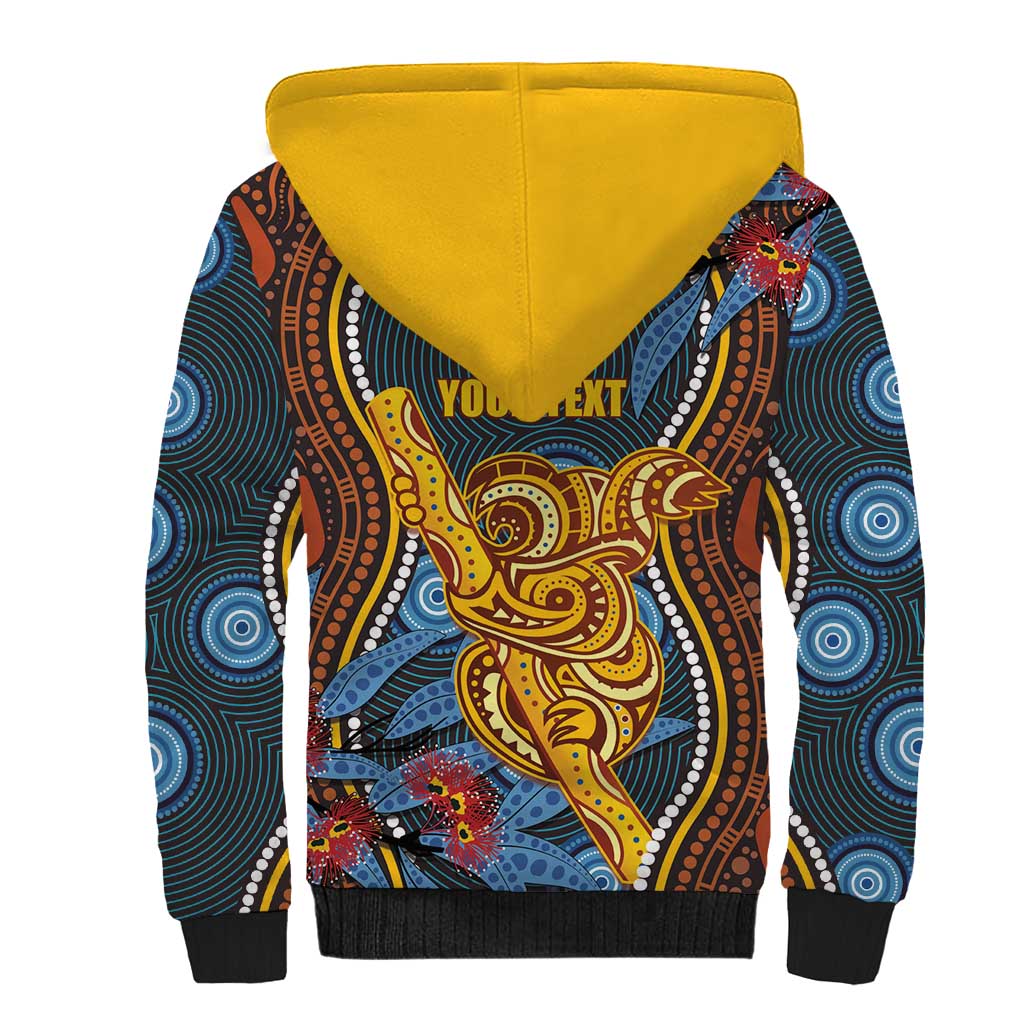 Aboriginal Dot Painting Koala Bear Personalised Sherpa Hoodie Aussie Eucalyptus Caesia Flowers