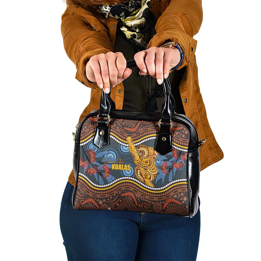 Aboriginal Dot Painting Koala Bear Shoulder Handbag Aussie Eucalyptus Caesia Flowers