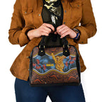 Aboriginal Dot Painting Koala Bear Shoulder Handbag Aussie Eucalyptus Caesia Flowers