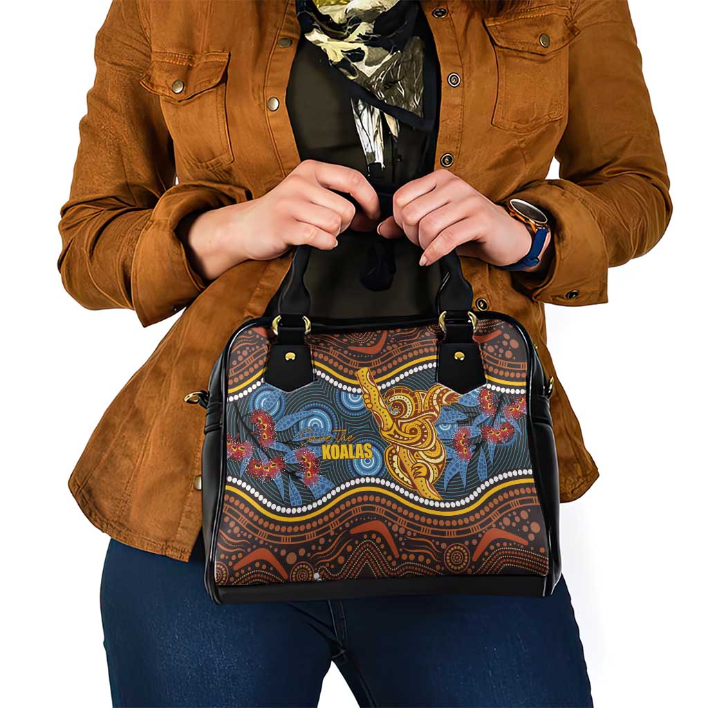 Aboriginal Dot Painting Koala Bear Shoulder Handbag Aussie Eucalyptus Caesia Flowers
