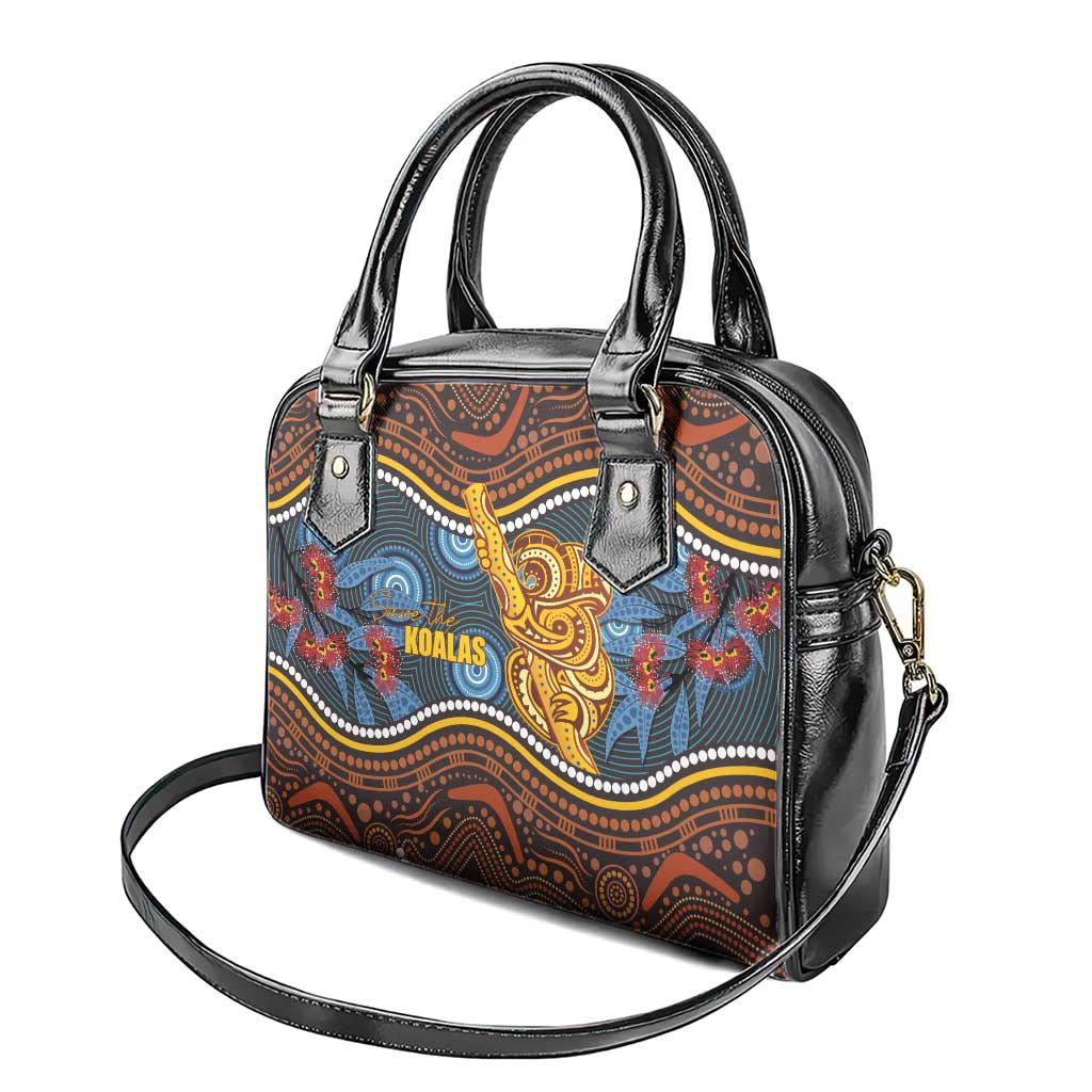 Aboriginal Dot Painting Koala Bear Shoulder Handbag Aussie Eucalyptus Caesia Flowers