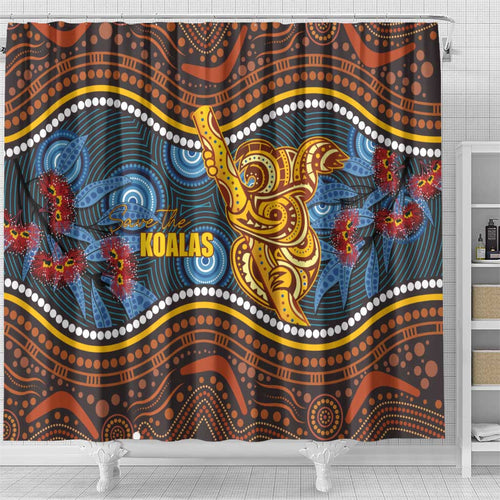 Aboriginal Dot Painting Koala Bear Shower Curtain Aussie Eucalyptus Caesia Flowers