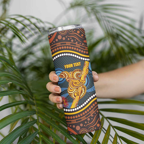 Aboriginal Dot Painting Koala Bear Personalised Skinny Tumbler Aussie Eucalyptus Caesia Flowers