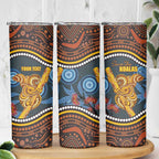 Aboriginal Dot Painting Koala Bear Personalised Skinny Tumbler Aussie Eucalyptus Caesia Flowers
