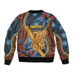 Aboriginal Dot Painting Koala Bear Personalised Sleeve Zip Bomber Jacket Aussie Eucalyptus Caesia Flowers
