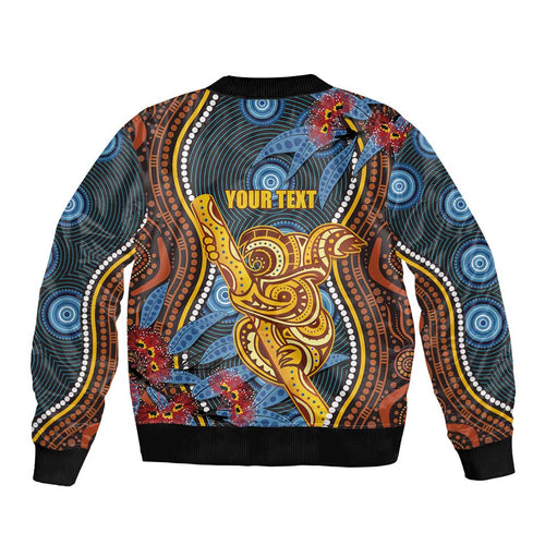 Aboriginal Dot Painting Koala Bear Personalised Sleeve Zip Bomber Jacket Aussie Eucalyptus Caesia Flowers