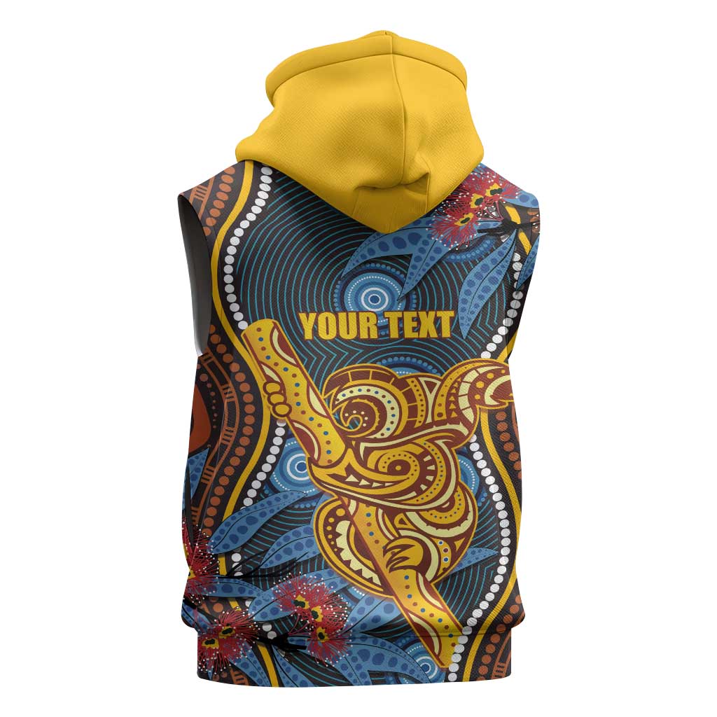 Aboriginal Dot Painting Koala Bear Personalised Sleeveless Hoodie Aussie Eucalyptus Caesia Flowers