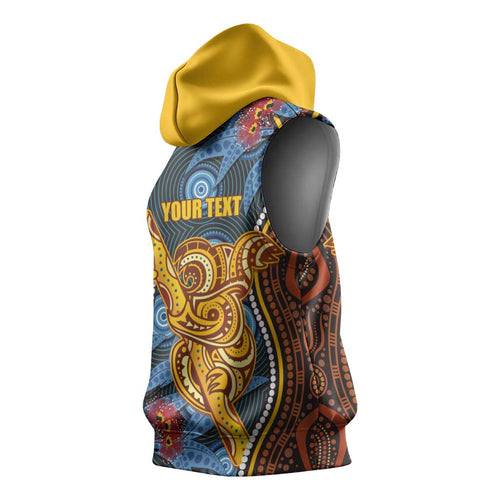 Aboriginal Dot Painting Koala Bear Personalised Sleeveless Hoodie Aussie Eucalyptus Caesia Flowers