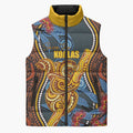 Aboriginal Dot Painting Koala Bear Personalised Sleeveless Puffer Jacket Aussie Eucalyptus Caesia Flowers