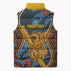 Aboriginal Dot Painting Koala Bear Personalised Sleeveless Puffer Jacket Aussie Eucalyptus Caesia Flowers