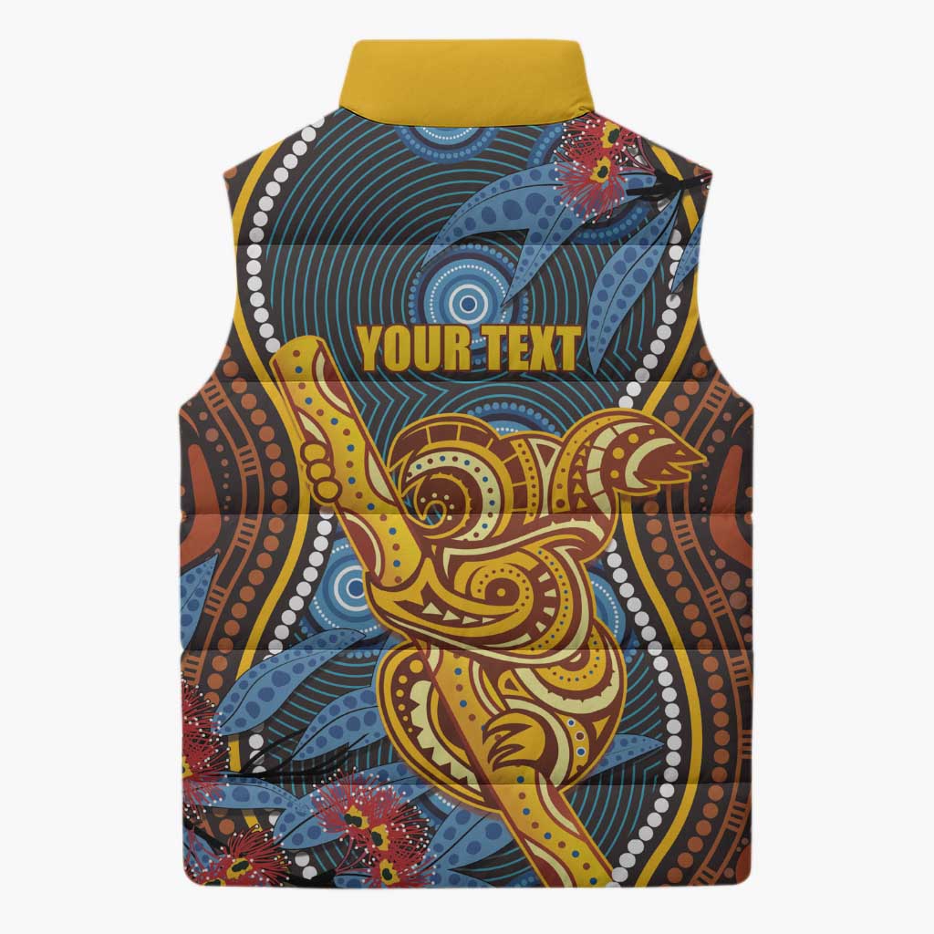 Aboriginal Dot Painting Koala Bear Personalised Sleeveless Puffer Jacket Aussie Eucalyptus Caesia Flowers