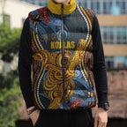 Aboriginal Dot Painting Koala Bear Personalised Sleeveless Puffer Jacket Aussie Eucalyptus Caesia Flowers