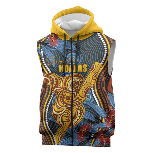 Aboriginal Dot Painting Koala Bear Personalised Sleeveless Zip Hoodie Aussie Eucalyptus Caesia Flowers