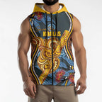 Aboriginal Dot Painting Koala Bear Personalised Sleeveless Zip Hoodie Aussie Eucalyptus Caesia Flowers