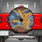 Aboriginal Dot Painting Koala Bear Spare Tire Cover Aussie Eucalyptus Caesia Flowers