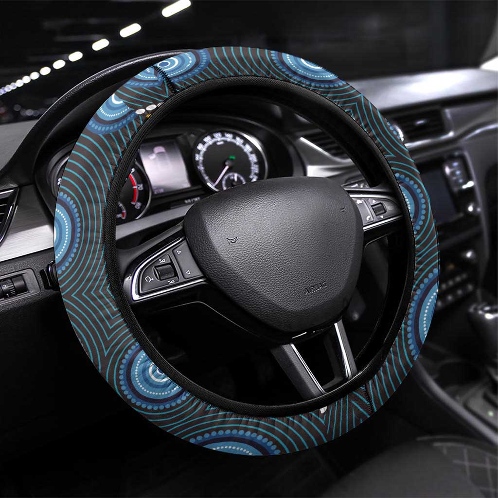 Aboriginal Dot Painting Koala Bear Steering Wheel Cover Aussie Eucalyptus Caesia Flowers
