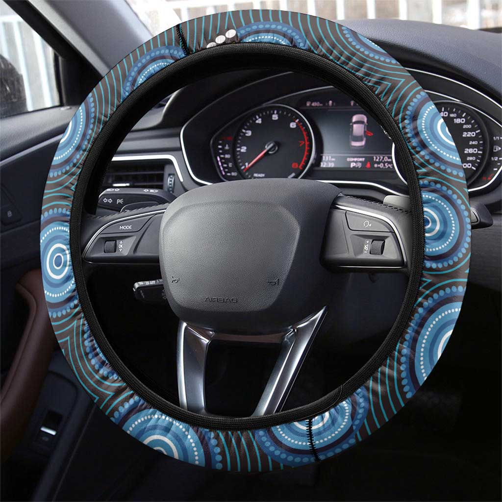 Aboriginal Dot Painting Koala Bear Steering Wheel Cover Aussie Eucalyptus Caesia Flowers