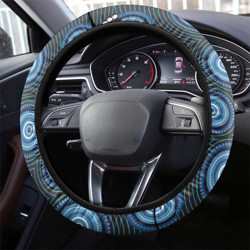 Aboriginal Dot Painting Koala Bear Steering Wheel Cover Aussie Eucalyptus Caesia Flowers