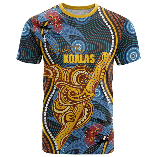 Aboriginal Dot Painting Koala Bear Personalised T Shirt Aussie Eucalyptus Caesia Flowers