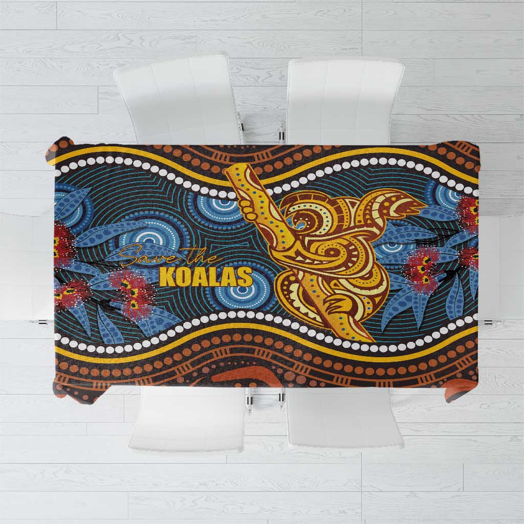 Aboriginal Dot Painting Koala Bear Tablecloth Aussie Eucalyptus Caesia Flowers