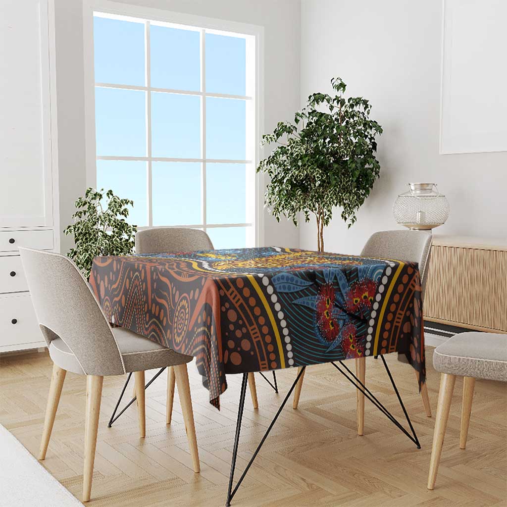 Aboriginal Dot Painting Koala Bear Tablecloth Aussie Eucalyptus Caesia Flowers