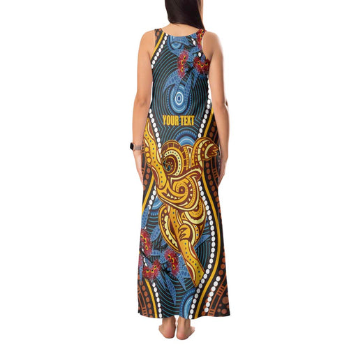 Aboriginal Dot Painting Koala Bear Personalised Tank Maxi Dress Aussie Eucalyptus Caesia Flowers
