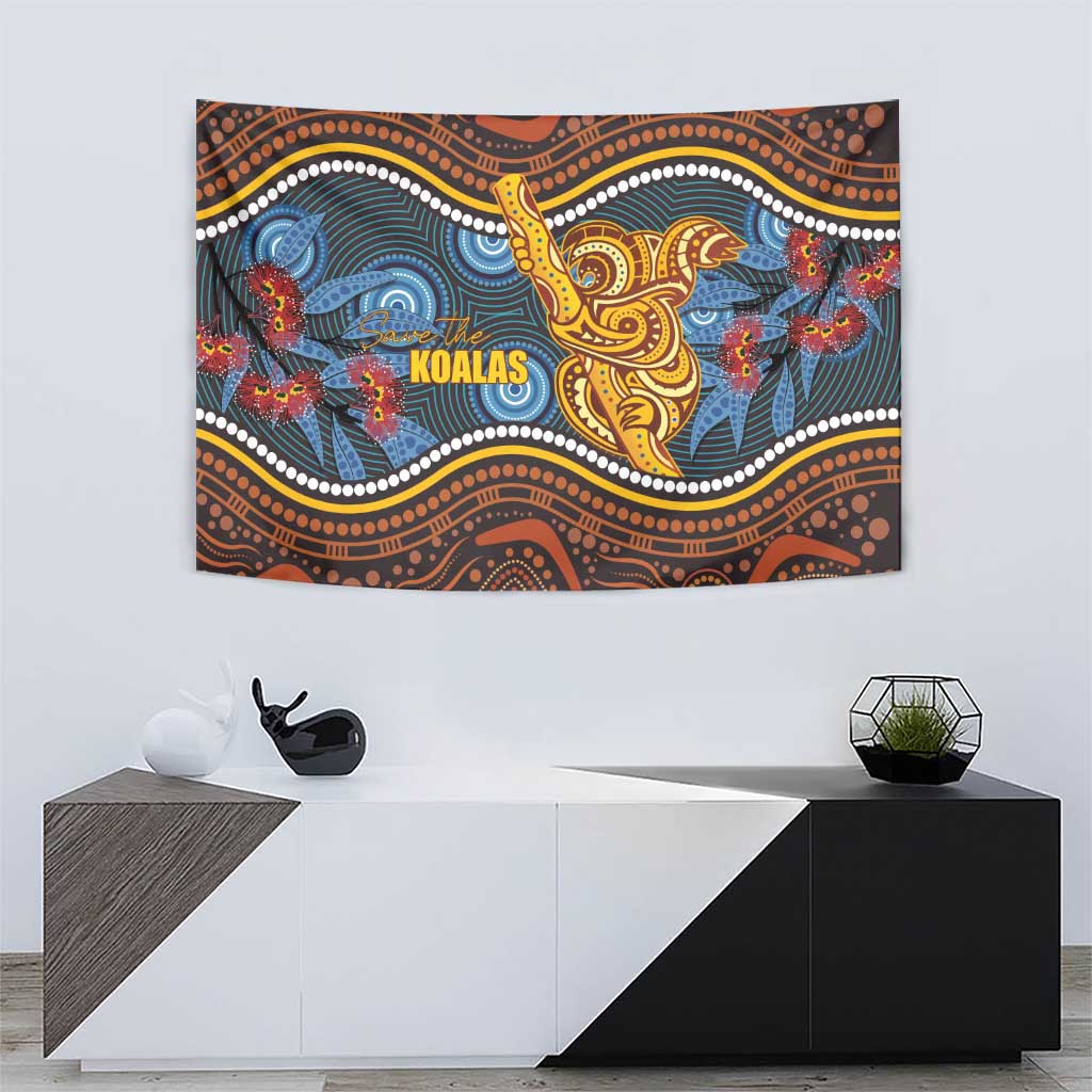 Aboriginal Dot Painting Koala Bear Tapestry Aussie Eucalyptus Caesia Flowers