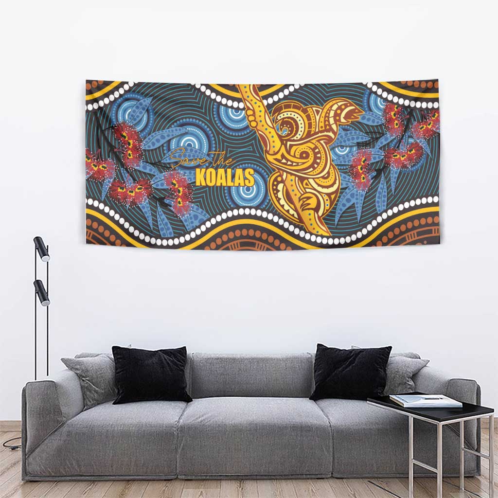 Aboriginal Dot Painting Koala Bear Tapestry Aussie Eucalyptus Caesia Flowers