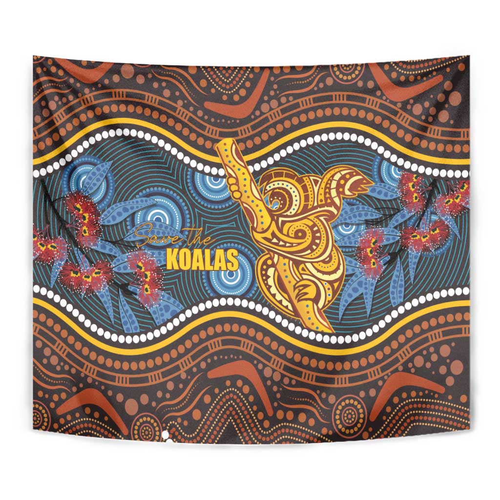 Aboriginal Dot Painting Koala Bear Tapestry Aussie Eucalyptus Caesia Flowers