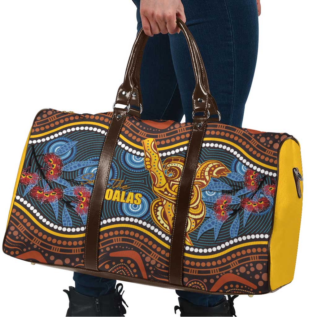 Aboriginal Dot Painting Koala Bear Travel Bag Aussie Eucalyptus Caesia Flowers