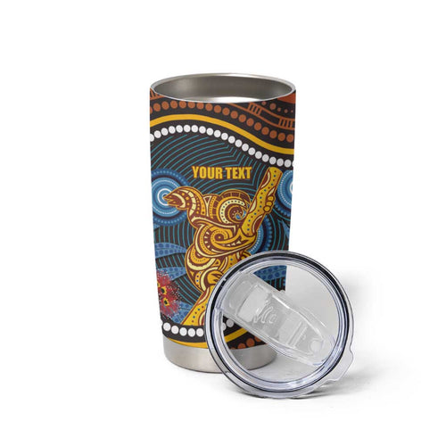 Aboriginal Dot Painting Koala Bear Personalised Tumbler Cup Aussie Eucalyptus Caesia Flowers