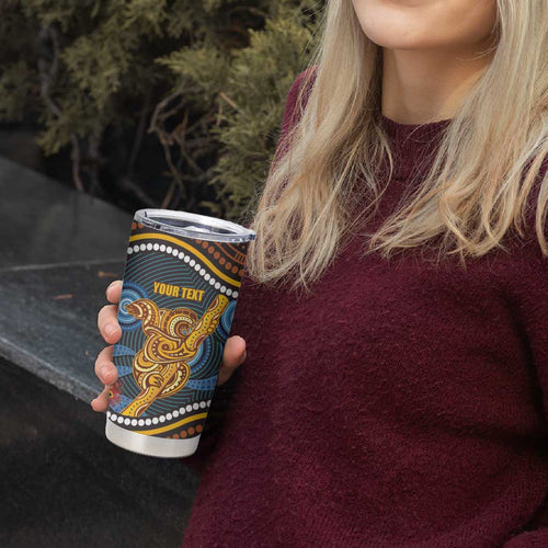 Aboriginal Dot Painting Koala Bear Personalised Tumbler Cup Aussie Eucalyptus Caesia Flowers