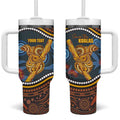Aboriginal Dot Painting Koala Bear Personalised Tumbler With Handle Aussie Eucalyptus Caesia Flowers