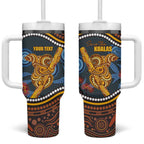 Aboriginal Dot Painting Koala Bear Personalised Tumbler With Handle Aussie Eucalyptus Caesia Flowers