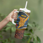 Aboriginal Dot Painting Koala Bear Personalised Tumbler With Handle Aussie Eucalyptus Caesia Flowers