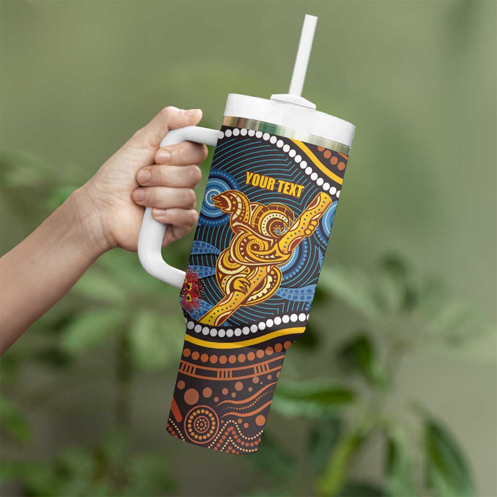 Aboriginal Dot Painting Koala Bear Personalised Tumbler With Handle Aussie Eucalyptus Caesia Flowers