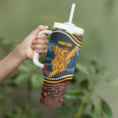 Aboriginal Dot Painting Koala Bear Personalised Tumbler With Handle Aussie Eucalyptus Caesia Flowers