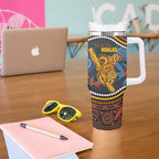Aboriginal Dot Painting Koala Bear Personalised Tumbler With Handle Aussie Eucalyptus Caesia Flowers