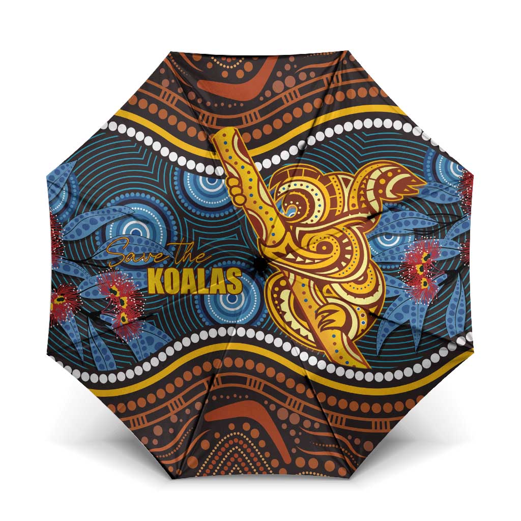 Aboriginal Dot Painting Koala Bear Umbrella Aussie Eucalyptus Caesia Flowers