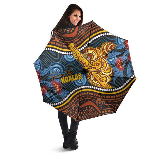 Aboriginal Dot Painting Koala Bear Umbrella Aussie Eucalyptus Caesia Flowers