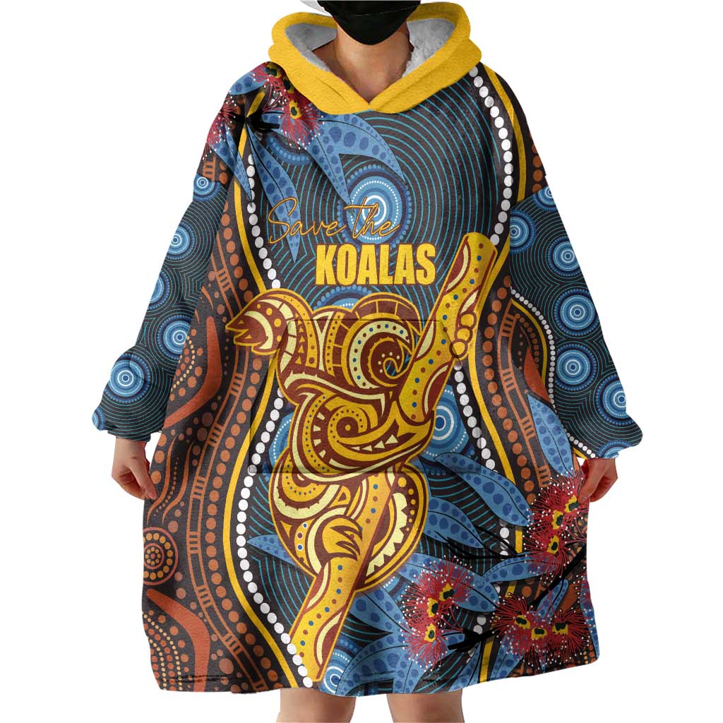 Aboriginal Dot Painting Koala Bear Personalised Wearable Blanket Hoodie Aussie Eucalyptus Caesia Flowers