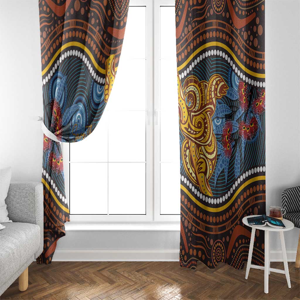 Aboriginal Dot Painting Koala Bear Window Curtain Aussie Eucalyptus Caesia Flowers