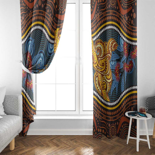 Aboriginal Dot Painting Koala Bear Window Curtain Aussie Eucalyptus Caesia Flowers