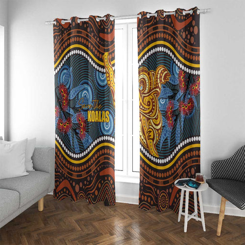 Aboriginal Dot Painting Koala Bear Window Curtain Aussie Eucalyptus Caesia Flowers