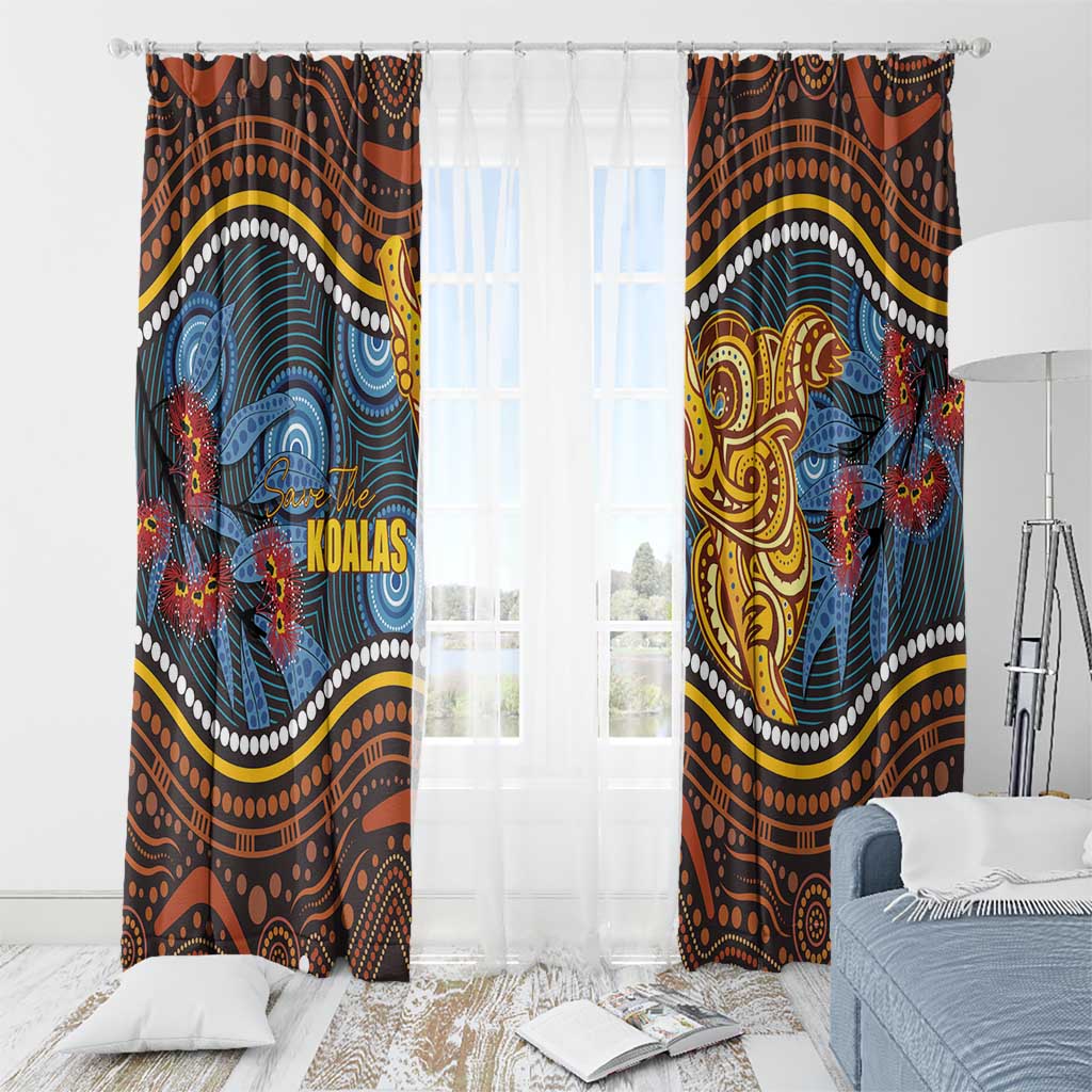 Aboriginal Dot Painting Koala Bear Window Curtain Aussie Eucalyptus Caesia Flowers