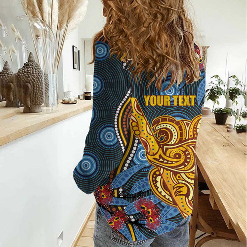 Aboriginal Dot Painting Koala Bear Personalised Women Casual Shirt Aussie Eucalyptus Caesia Flowers