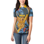 Aboriginal Dot Painting Koala Bear Personalised Women Polo Shirt Aussie Eucalyptus Caesia Flowers