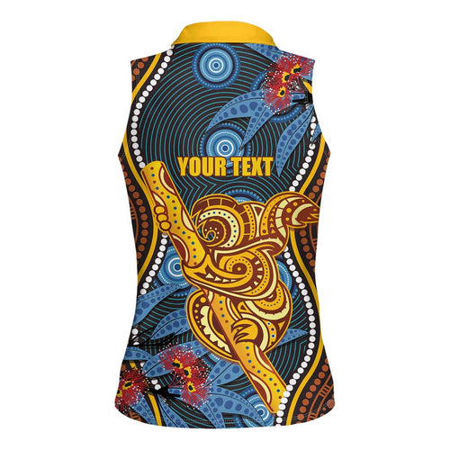Aboriginal Dot Painting Koala Bear Personalised Women Sleeveless Polo Shirt Aussie Eucalyptus Caesia Flowers