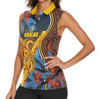 Aboriginal Dot Painting Koala Bear Personalised Women Sleeveless Polo Shirt Aussie Eucalyptus Caesia Flowers